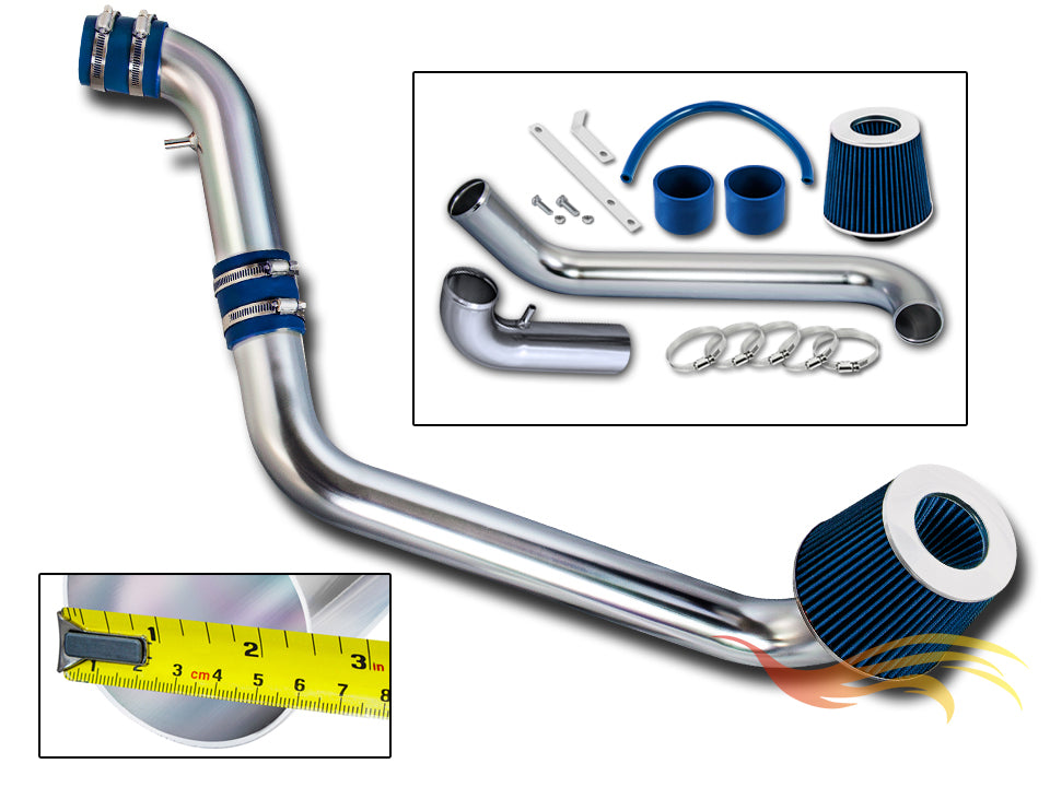 Parts included in the blue CI-MT-01 cold air intake kit for 1995-1999 Eclipse & 95-98 Eagle Talon 2.0 NA – Rtunes Racing