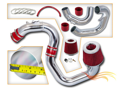 Parts included in the red CI-MZ-02 cold air intake kit for 2004-2009 Mazda 3 2.0L 2.3L – Rtunes Racing