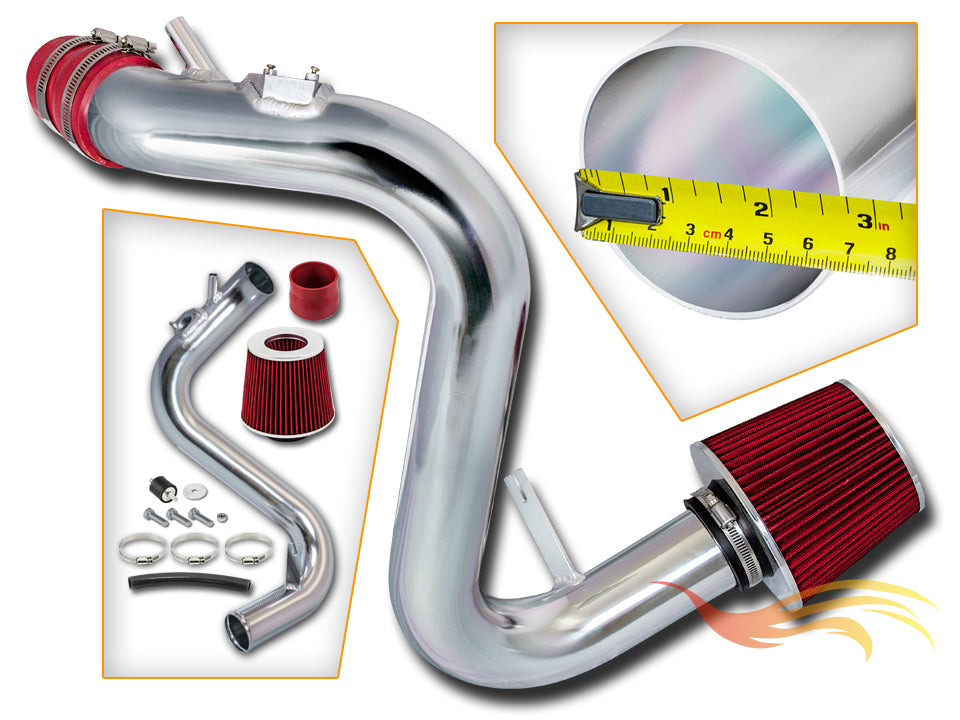 Parts included in the red CI-MZ-07 cold air intake kit for 2007-2013 Mazda Mazdaspeed 3 2.3L Turbo – Rtunes Racing