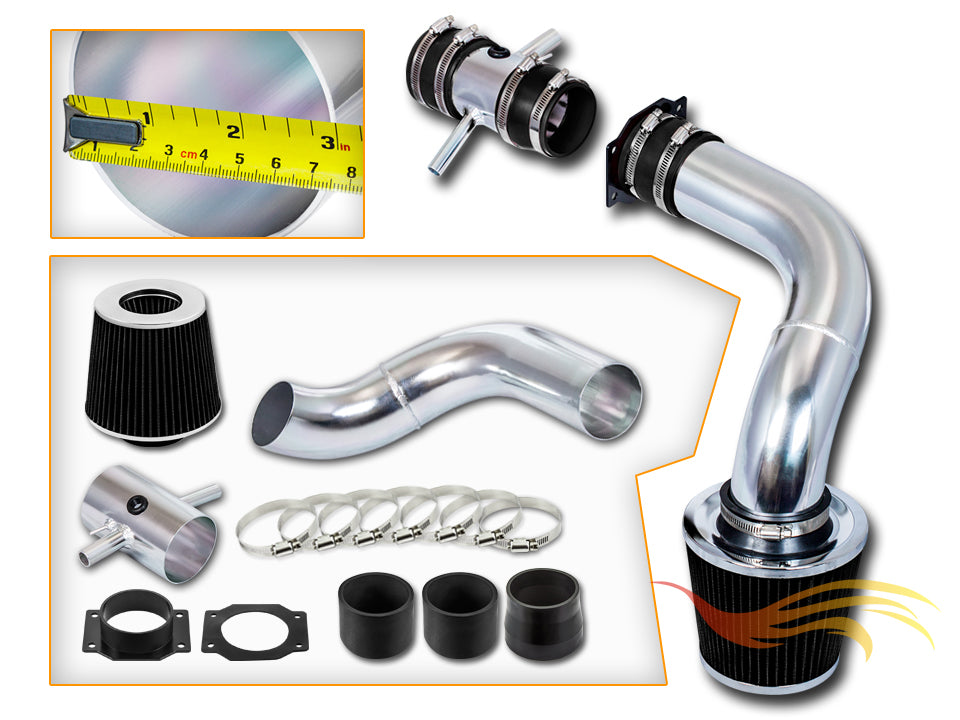 Parts included in the black CI-NS-01 cold air intake kit for 1995-1999 Nissan Maxima 3.0L V6 – Rtunes Racing