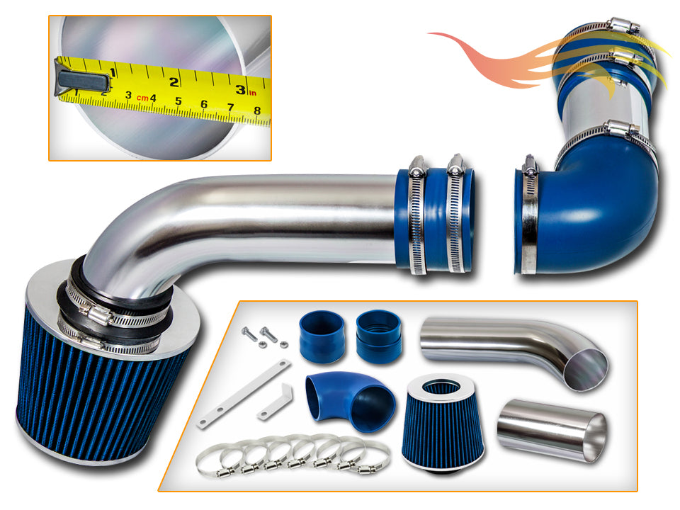 Parts included in the blue CI-PT-01 cold air intake kit for 1988-1989 Pontiac Firebird 5.0 & 5.7 – Rtunes Racing