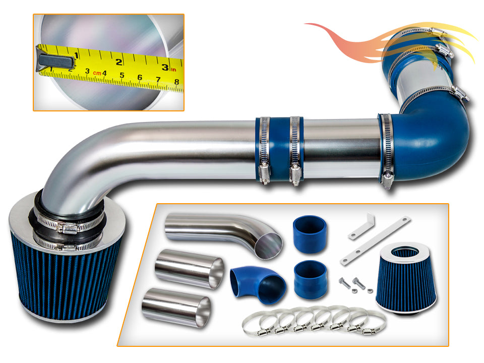Parts included in the blue CI-PT-02 cold air intake kit for 1990-1992 Pontiac Firebird 5.0L & 5.7L – Rtunes Racing