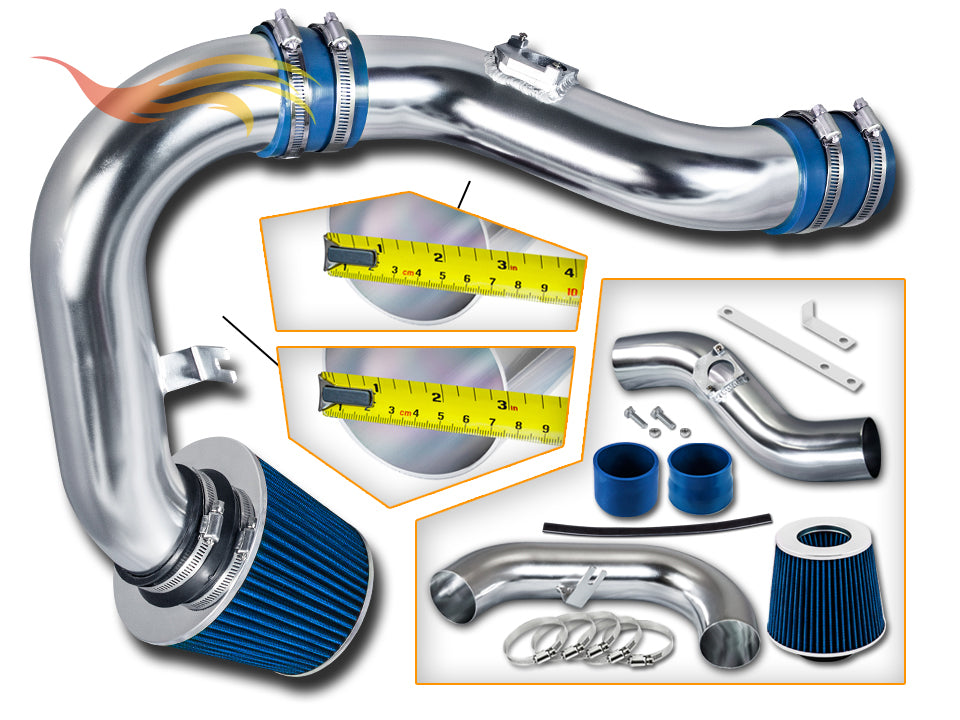 Parts included in the blue CI-SB-01 cold air intake kit for 2002-2007 Subaru WRX 2.0 2.5 & 04-07 STI 2.5 – Rtunes Racing