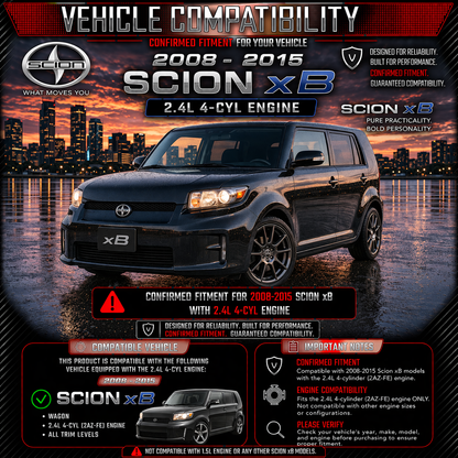 CI-SC-04 cold air intake fitment chart: 2008-2015 Scion xB 2.4