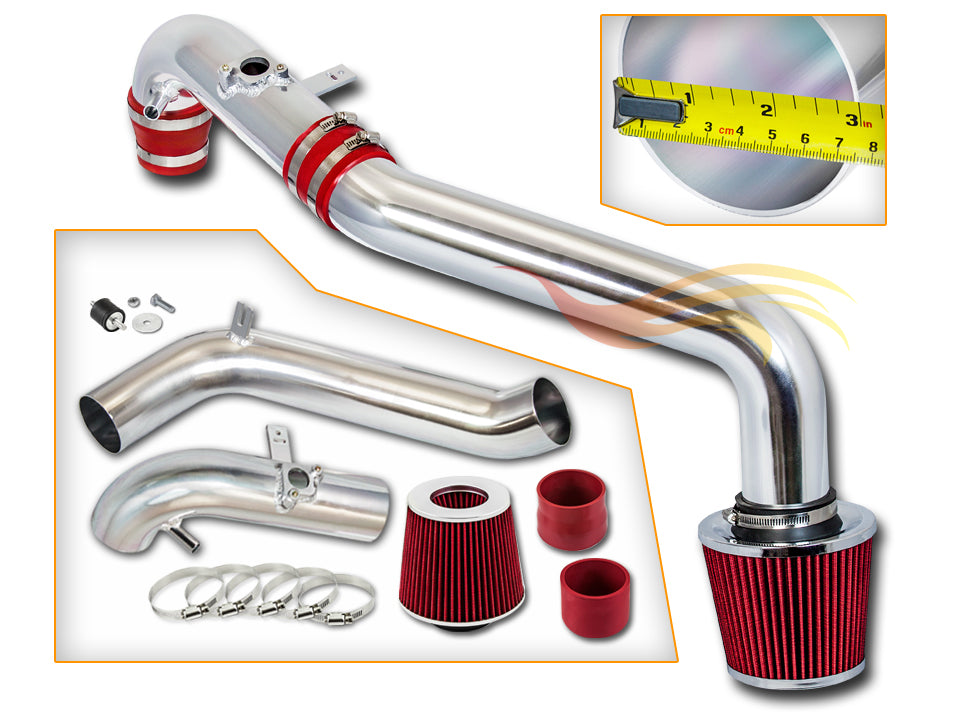 Parts included in the red CI-SC-04 cold air intake kit for 2008-2015 Scion xB 2.4 – Rtunes Racing