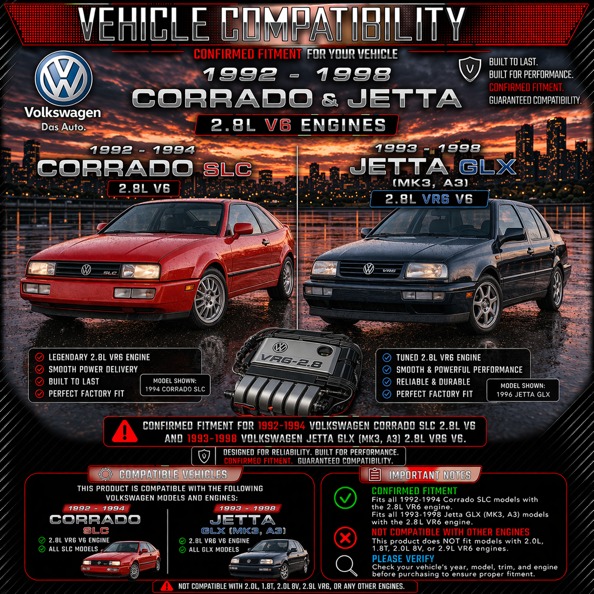 CI-VW-03 cold air intake fitment chart: 1992-1998 VW Jetta VR6, Corrado SLC