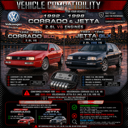 CI-VW-03 cold air intake fitment chart: 1992-1998 VW Jetta VR6, Corrado SLC