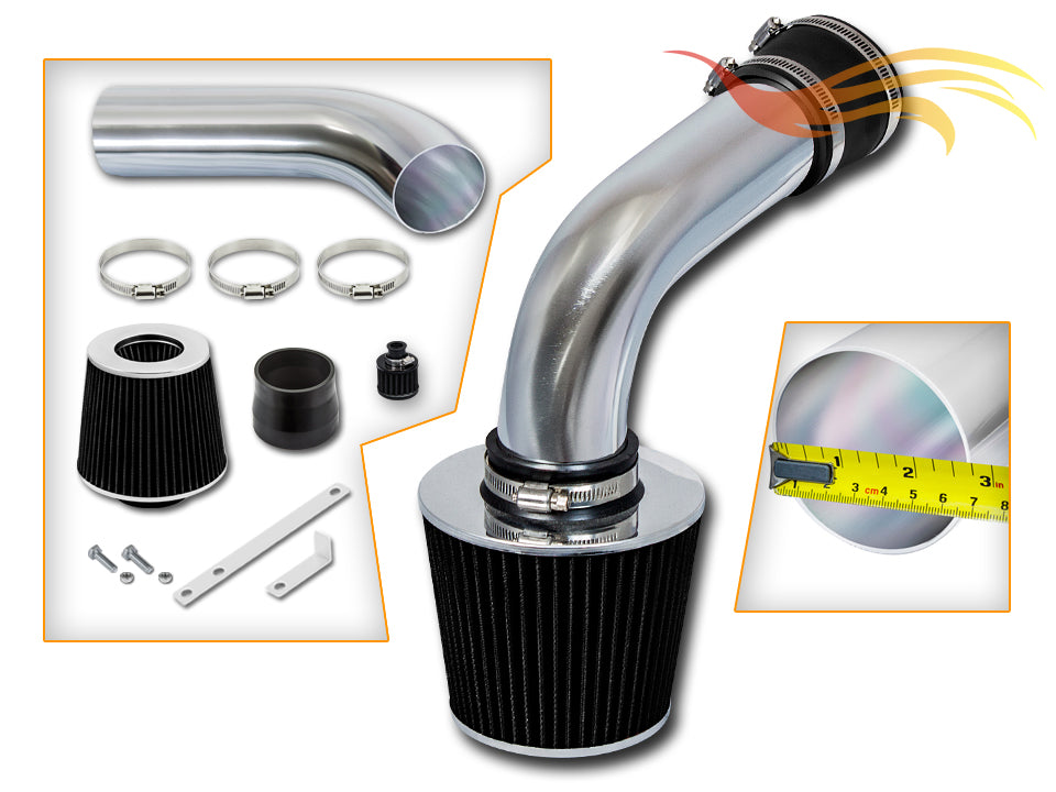 Parts included in the black CI-VW-03 cold air intake kit for 1992-1998 VW Jetta VR6, Corrado SLC – Rtunes Racing