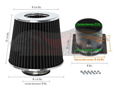 MAF Adapter with Black Filter For 1989-1994 Nissan 240SX S13 2.4L | Rtunes Racing | FAKIT-S13CK