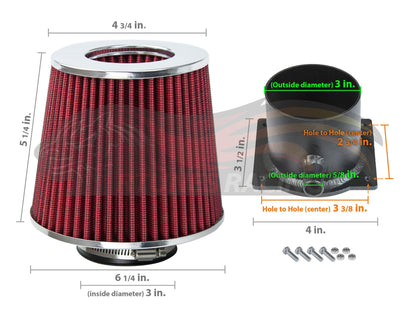 MAF Adapter with Red Filter For 1989-1994 Nissan 240SX S13 2.4L | Rtunes Racing | FAKIT-S13RD