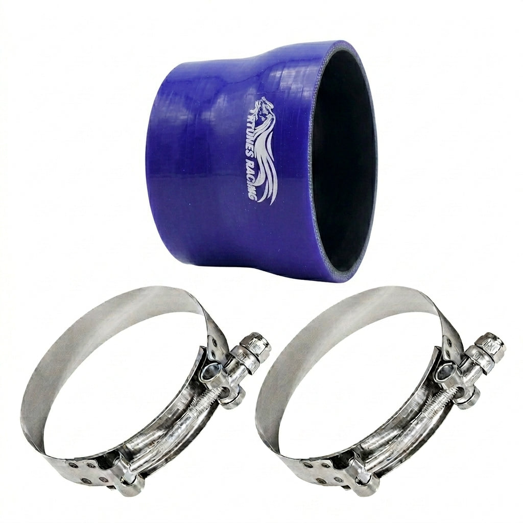 4"-3.5" inch (102mm to 89mm) Silicone Coupler Hose with T-Bolt Clamps | Rtunes Racing | BLUE SH-SR102-89B-TC
