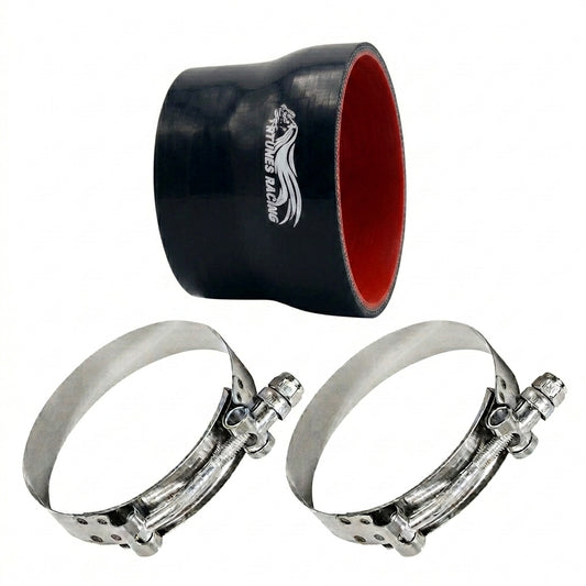 4"-3.5" inch (102mm to 89mm) Silicone Coupler Hose with T-Bolt Clamps | Rtunes Racing | BLACK SH-SR102-89CK-TC