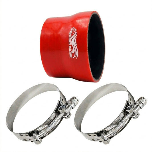 4"-3.5" inch (102mm to 89mm) Silicone Coupler Hose with T-Bolt Clamps | Rtunes Racing | RED SH-SR102-89R-TC