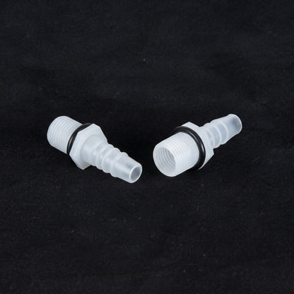 Universal plastic threaded hose adapter with O-ring pack of 2