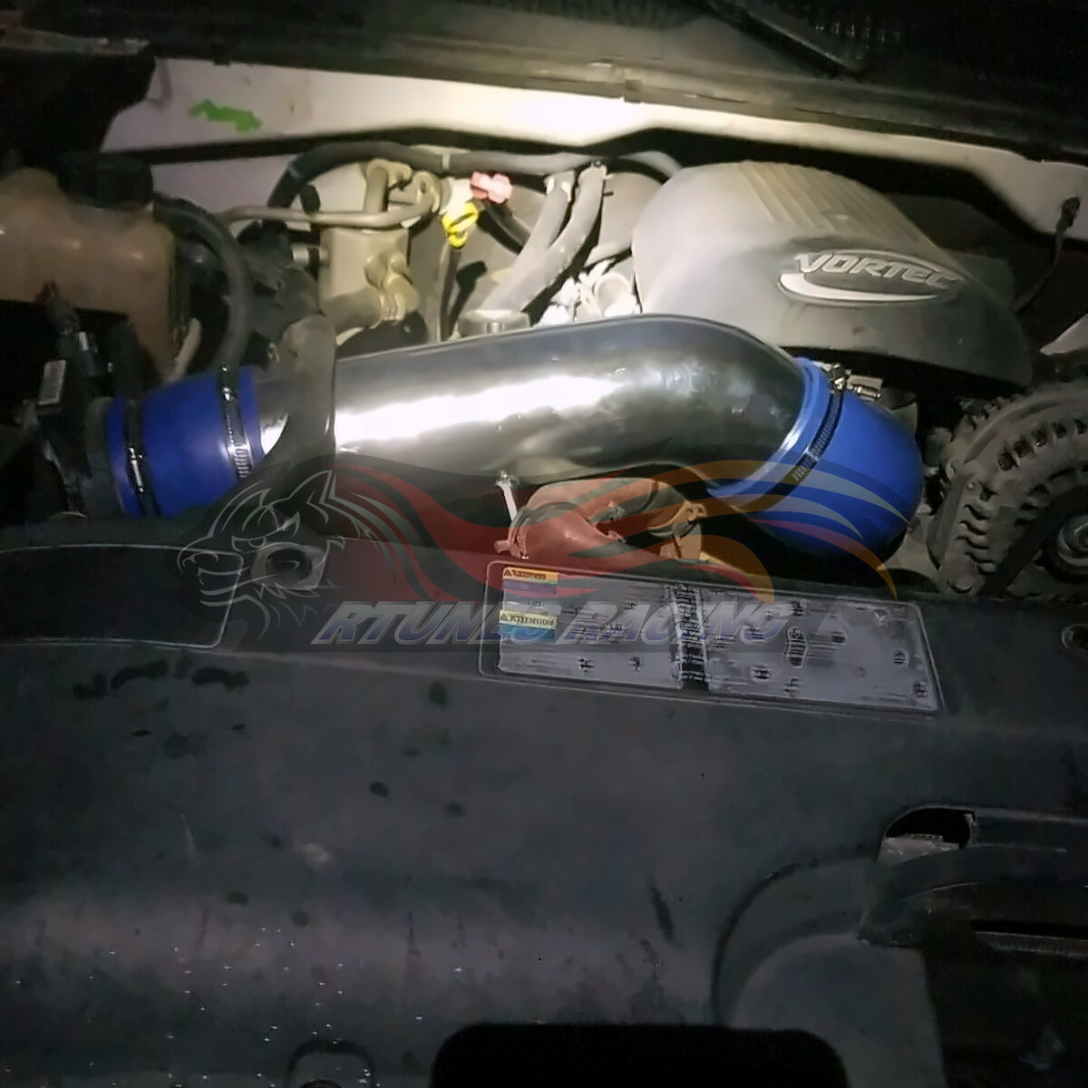 Rtunes Racing HI-CD-01 heat shield cold air intake installed in engine bay