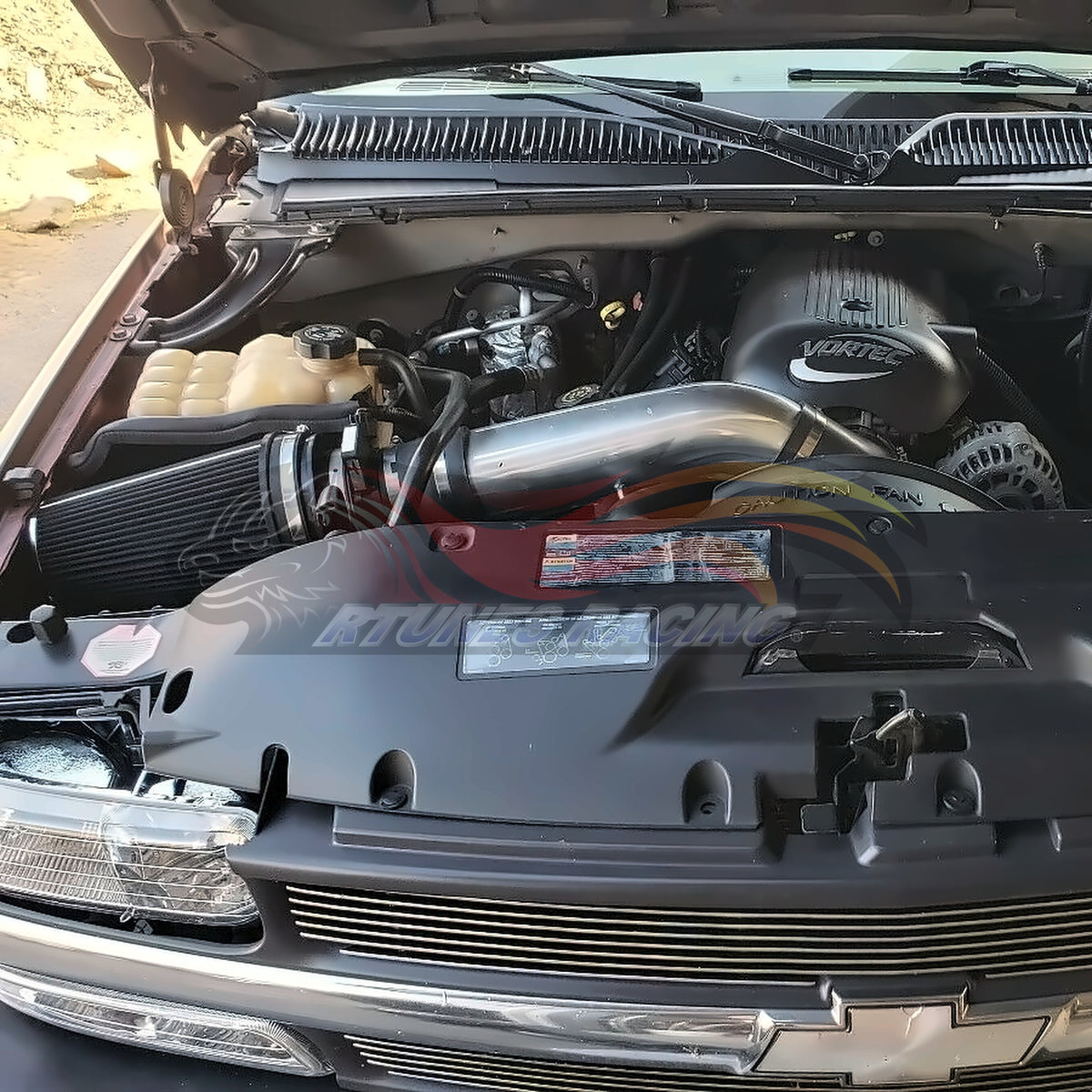 Rtunes Racing HI-CD-01 heat shield cold air intake installed in engine bay