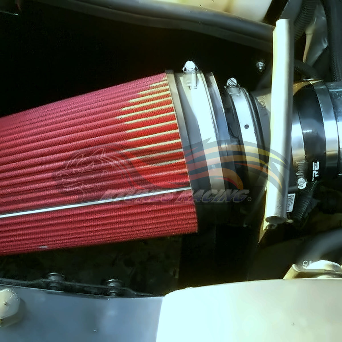 Rtunes Racing HI-CD-01 heat shield cold air intake installed in engine bay