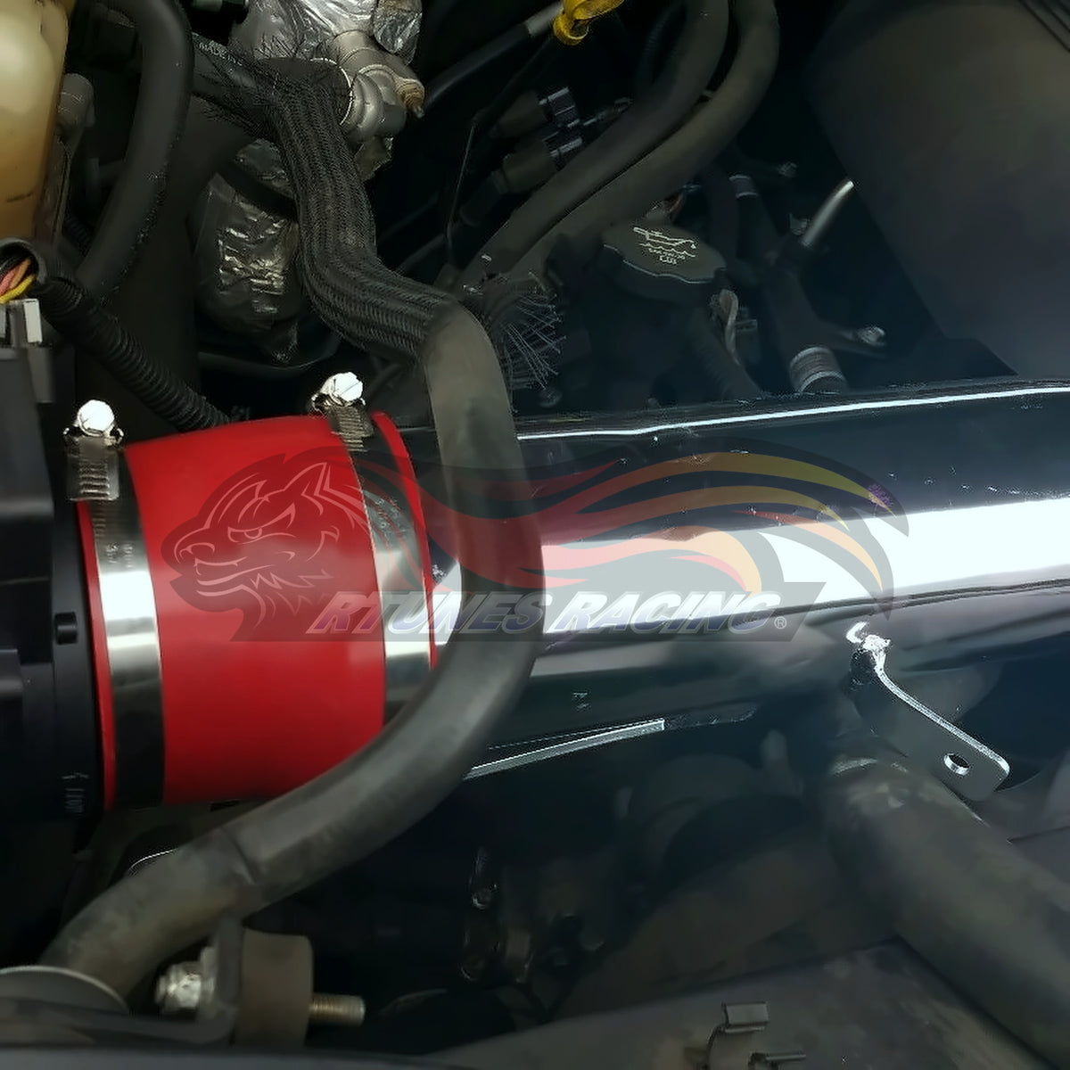 Rtunes Racing HI-CD-01 heat shield cold air intake installed in engine bay