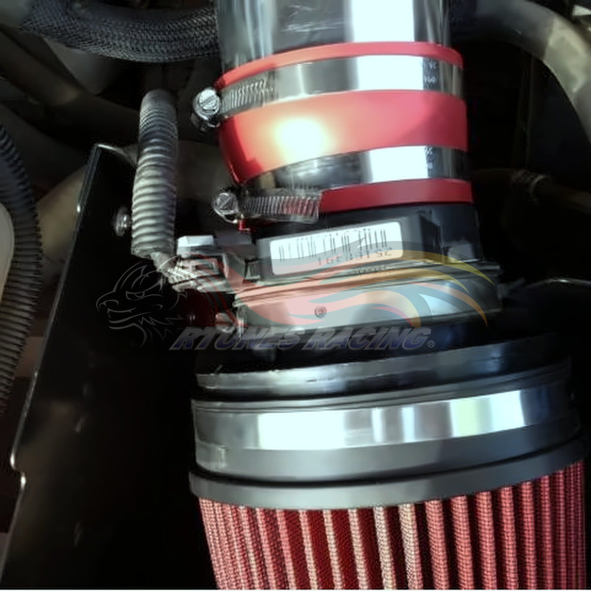 Rtunes Racing HI-CD-01 heat shield cold air intake installed in engine bay