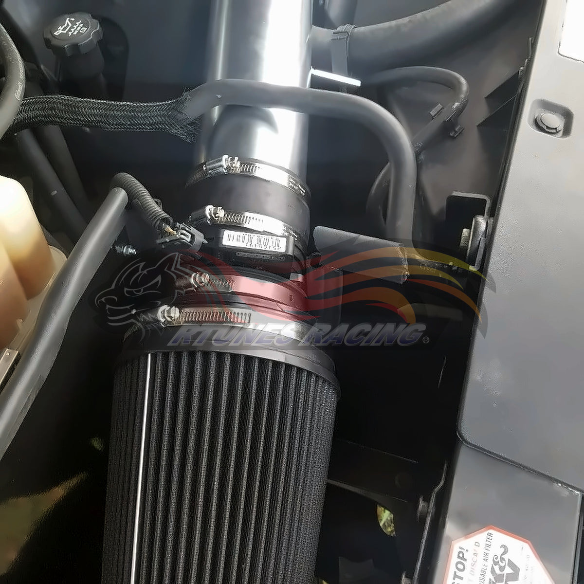 Rtunes Racing HI-CD-01 heat shield cold air intake installed in engine bay