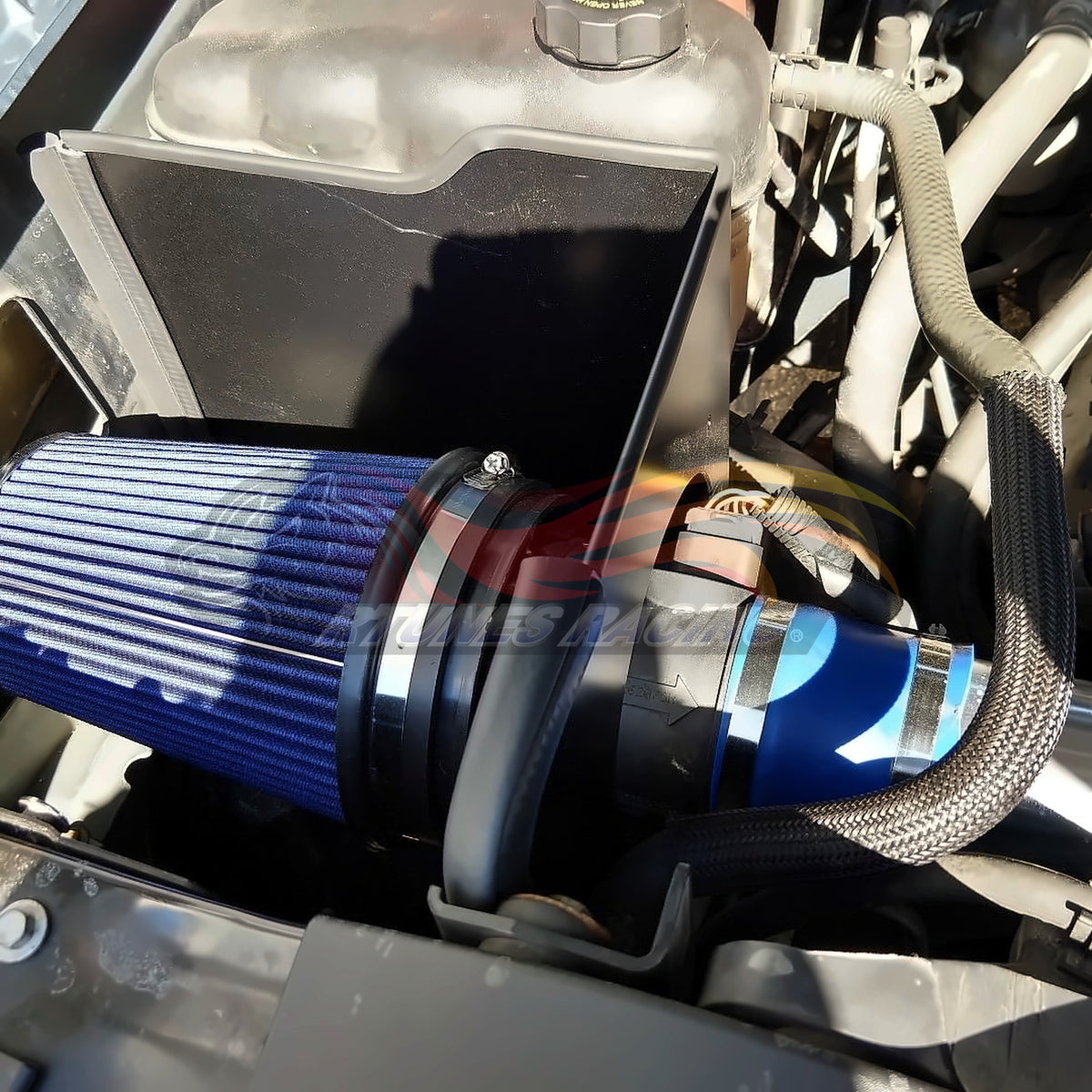 Rtunes Racing HI-CD-02 heat shield cold air intake installed in engine bay