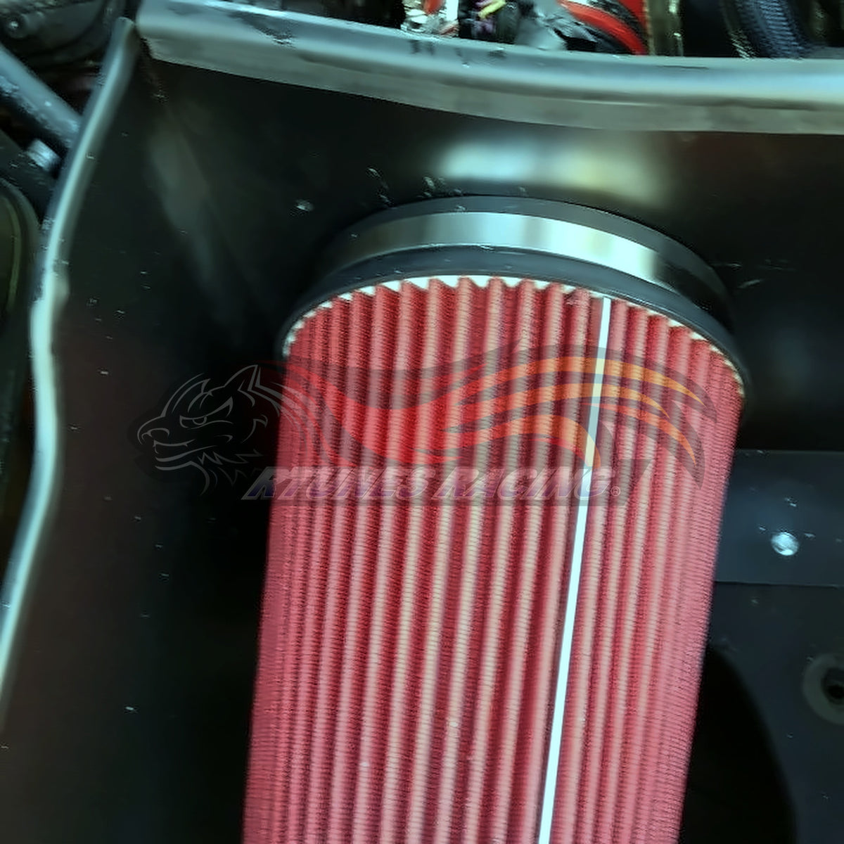 Rtunes Racing HI-CD-02 heat shield cold air intake installed in engine bay