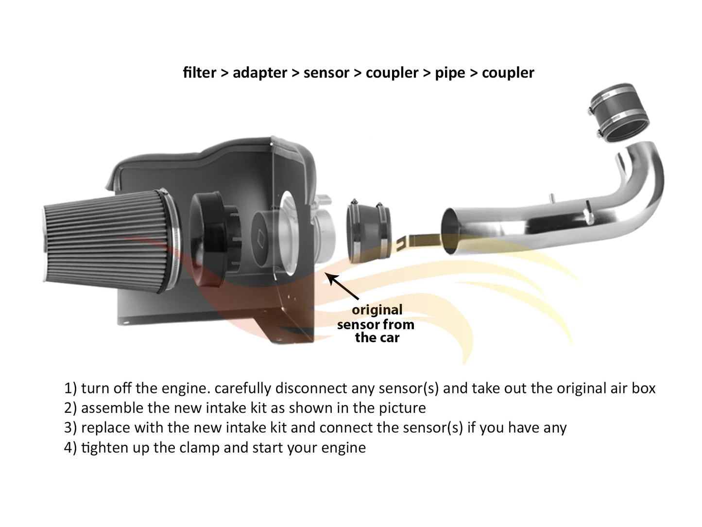 Heat Shield Air Intake Kit For 2007-2008 Sierra 1500/Silverado 1500/Yukon/Tahoe 4.8L | Rtunes Racing | RHI-CD-02BK-03