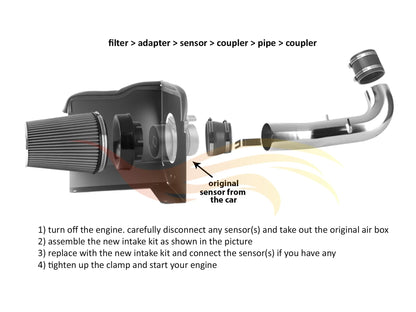 Heat Shield Air Intake Kit For 2007-2008 Sierra 1500/Silverado 1500/Yukon/Tahoe 4.8L | Rtunes Racing | RHI-CD-02BK-03