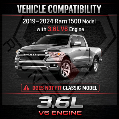 Heat Shield Air Intake Kit For 2019-2026 Ram 1500 3.6L V6 (No Classic) | Rtunes Racing | RHI-DG-16BK