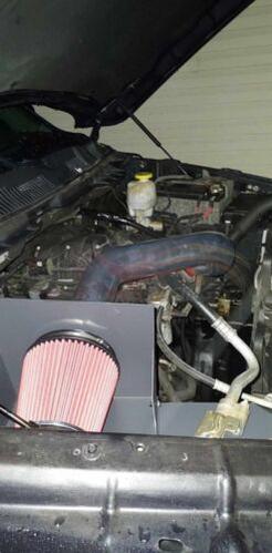 Rtunes Racing HI-DG-14 heat shield cold air intake installed in engine bay