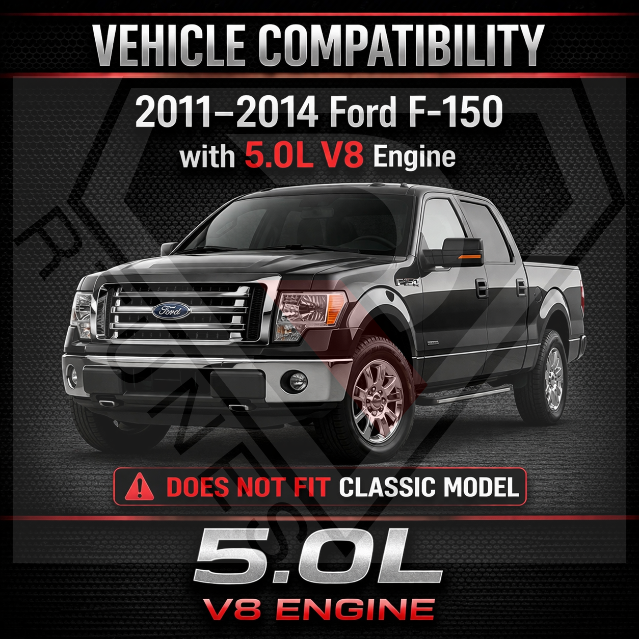 Heat Shield Air Intake Kit For 2011-2014 Ford F150 5.0L V8 | Rtunes Racing | RHI-FD-03BK
