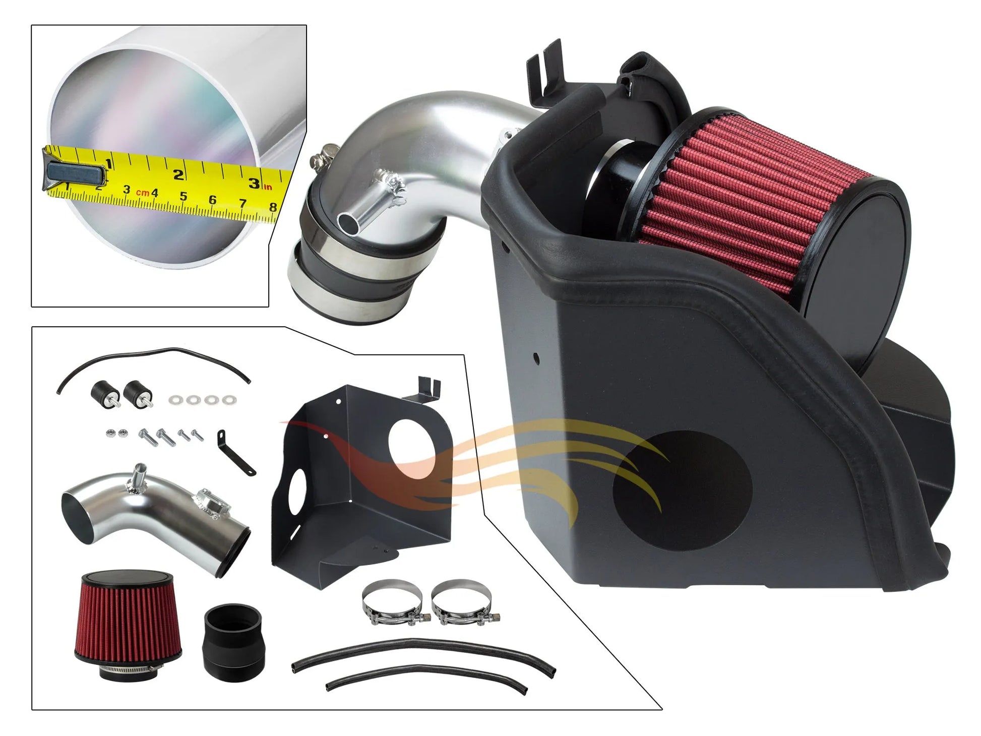 Rtunes Racing Kaltluftansaug-Kit Für Honda Civic Si 2.0L I4 2006–2011 – Rot, Mit Waschbarem Trockenfilter Rtunes Racing Kaltluftansaug-Kit Für Honda Civic Si 2.0L I4 2006–2011 – Rot, Mit Waschbarem Trockenfilter