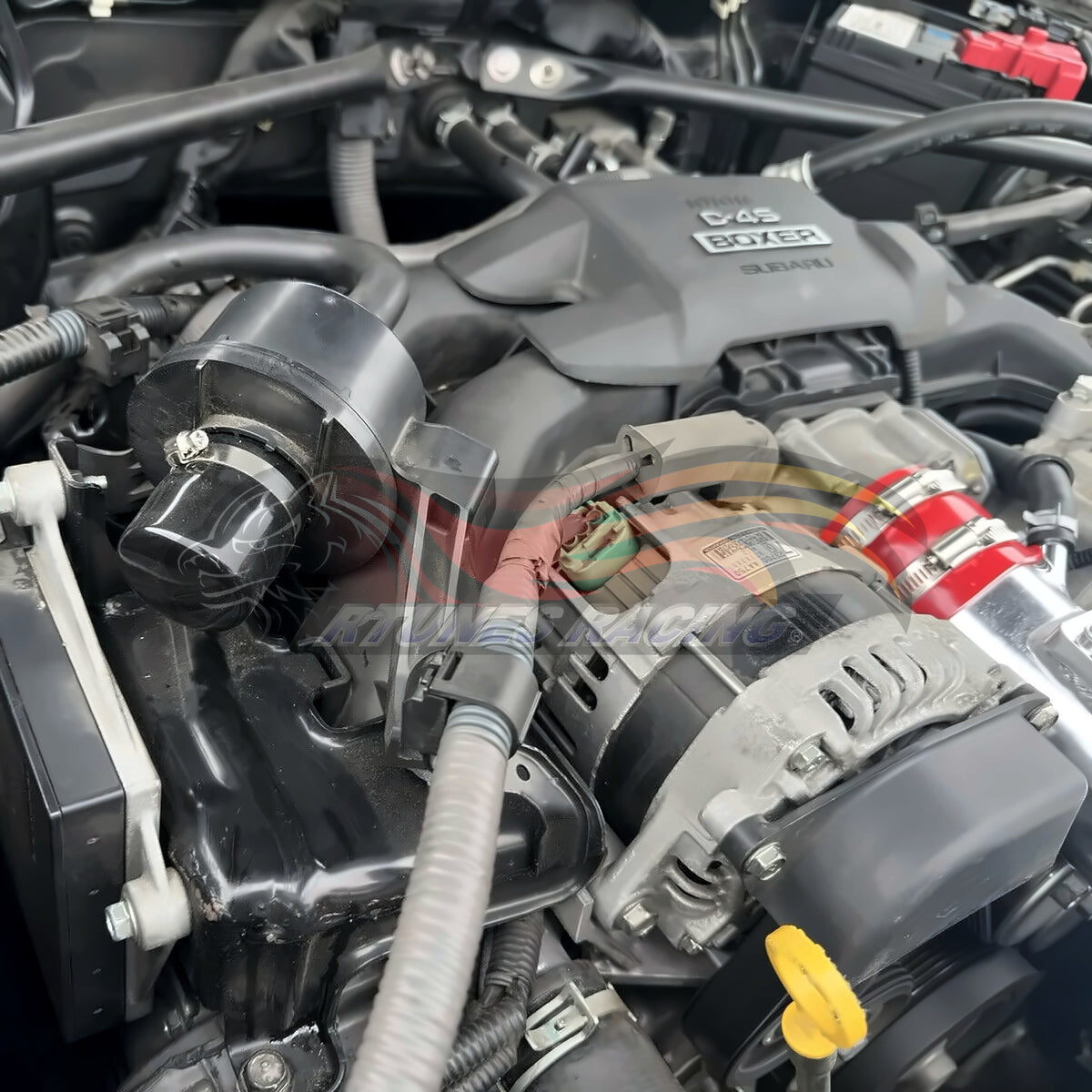 Rtunes Racing HI-SC-01 heat shield cold air intake installed in engine bay