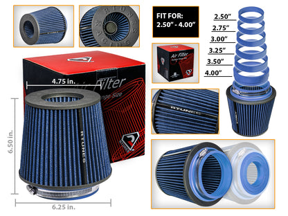 Rtunes Racing Universal Air Intake Cone Filter Cover Heat Shield Stainless Steel Black Cover with Filter | Rtunes Racing | SHIELD-CK-RAFB