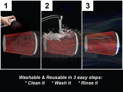 Rtunes RED 6" 102 mm Inlet Truck Cone Air Filter (8" Tall) | Rtunes Racing | RAFL6R