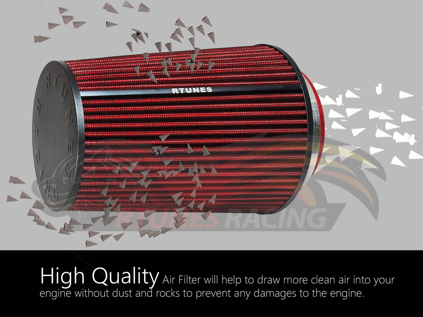 Rtunes RED 4" 102 mm Inlet Truck Cone Air Filter RAFL4R