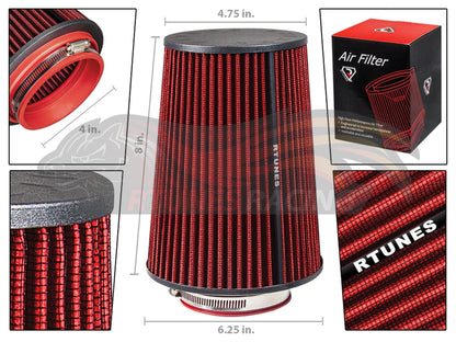 Rtunes RED 4" 102 mm Inlet Truck Cone Air Filter RAFL4R