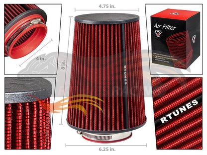 Rtunes RED 4" 102 mm Inlet Truck Cone Air Filter | Rtunes Racing | RAFL4R
