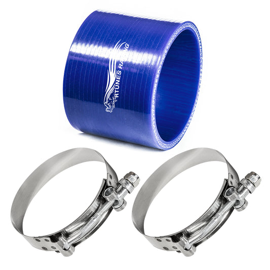 Blue Silicone Coupler Hose 3" inch (76mm) with T-Bolt Clamps | Rtunes Racing | SH-SCH76B