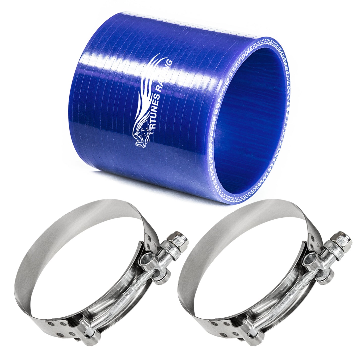 2.5" inch (63.5mm) Silicone Coupler Hose with T-Bolt Clamps | Rtunes Racing | BLUE SH-SCH63B-TC