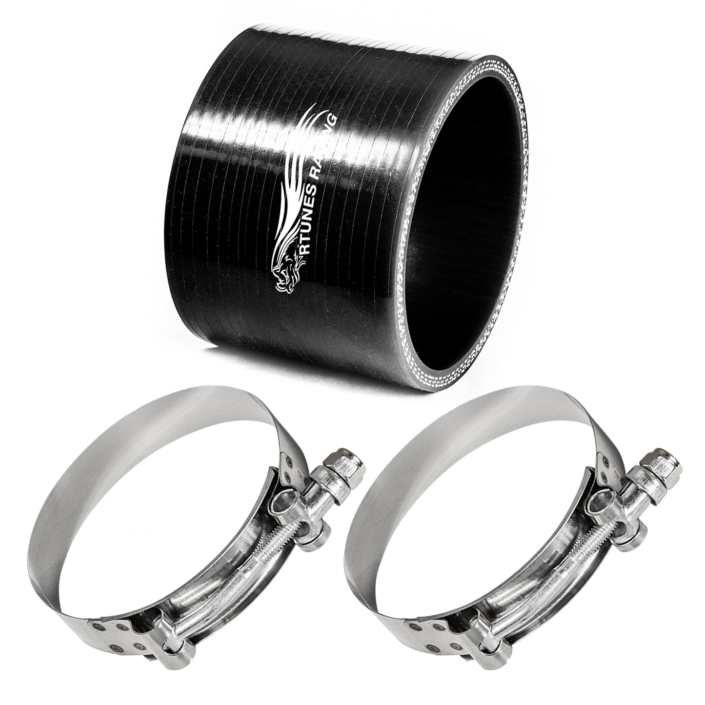 3" inch (76mm) Silicone Coupler Hose with T-Bolt Clamps | Rtunes Racing | BLACK SH-SCH76CK-TC