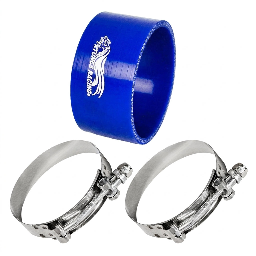 4" inch (102mm) Silicone Coupler Hose with T-Bolt Clamps | Rtunes Racing | BLUE SH-SCH102B-TC