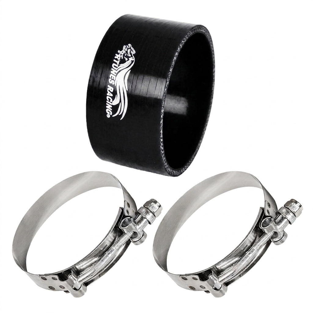 4" inch (102mm) Silicone Coupler Hose with T-Bolt Clamps | Rtunes Racing | BLACK SH-SCH102CK-TC