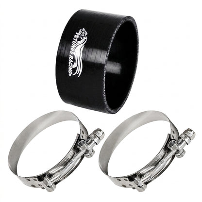 4" inch (102mm) Silicone Coupler Hose with T-Bolt Clamps | Rtunes Racing | BLACK SH-SCH102CK-TC