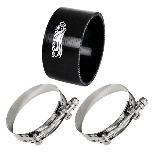 4" inch (102mm) Silicone Coupler Hose with T-Bolt Clamps | Rtunes Racing | BLACK SH-SCH102CK-TC