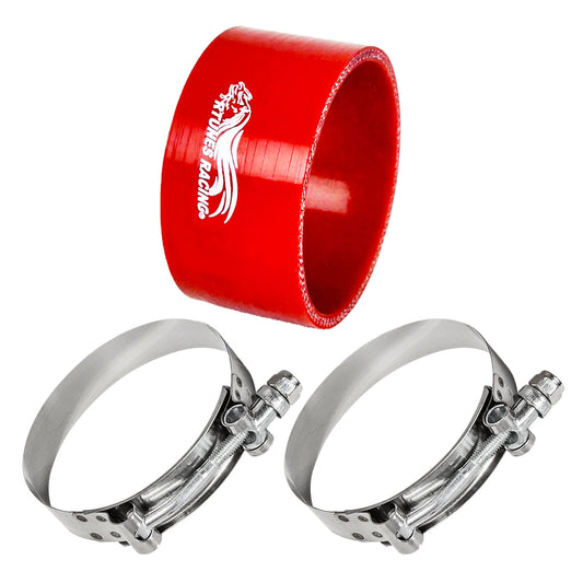 4" inch (102mm) Silicone Coupler Hose with T-Bolt Clamps | Rtunes Racing | RED SH-SCH102R-TC