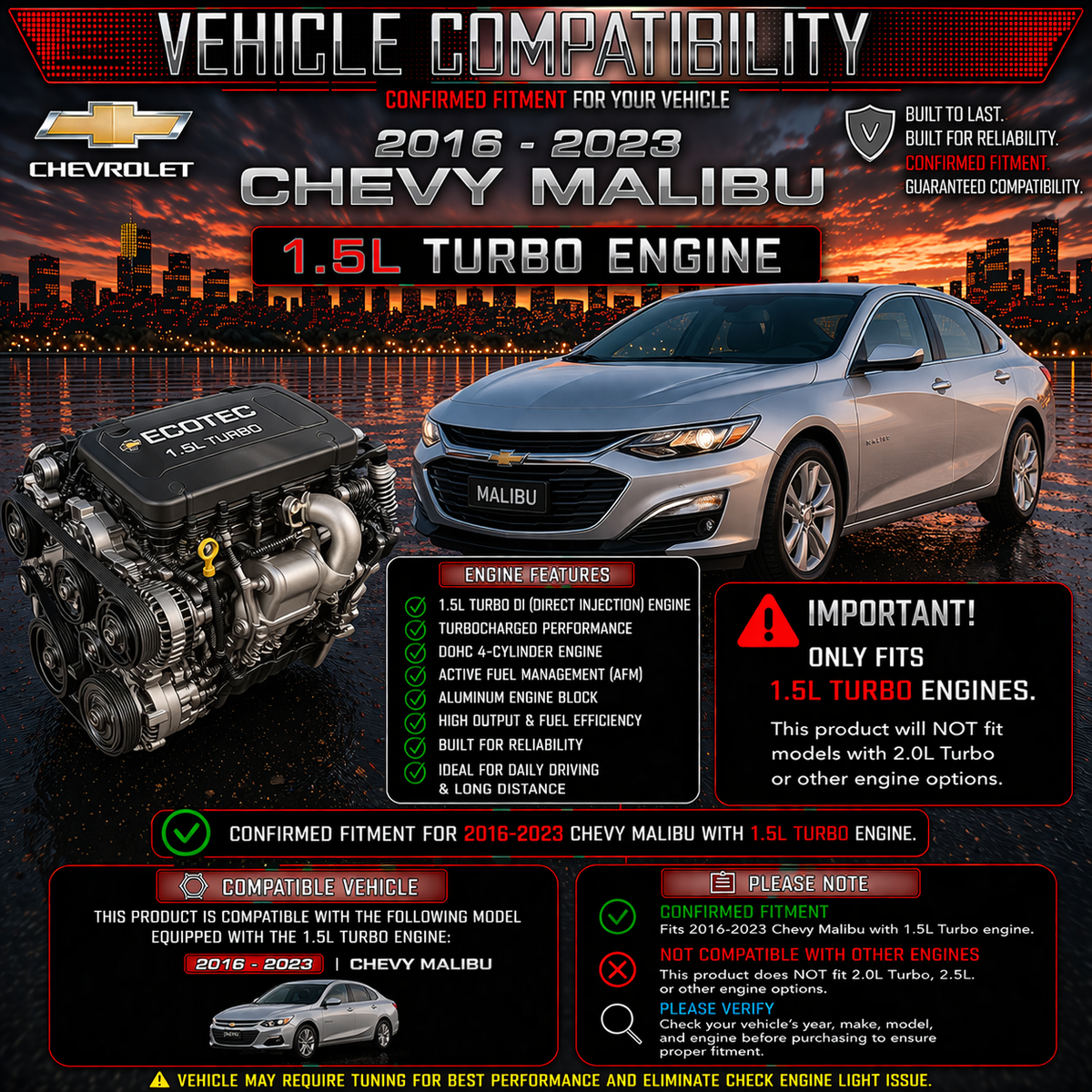 2016-2025 Chevy Malibu Turbo Short Ram Air Intake Kit | Rtunes Racing | SI-CH-31