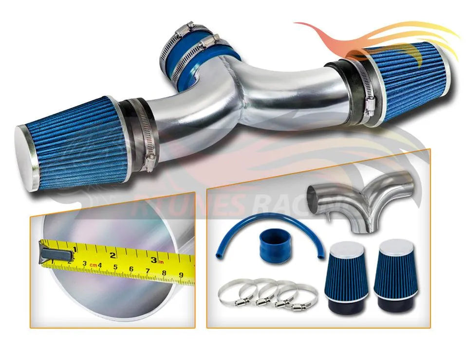 Short Ram Air Intake Kit For 2002-2008 Dodge Ram 3.7L & 4.7L Dual, 2004-2007 Dodge Dakota /Dodge Durango 3.7L & 4.7L Dual (With 2 Filters) | Rtunes Racing | SI-DG-07BL