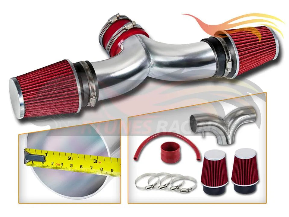 Short Ram Air Intake Kit For 2002-2008 Dodge Ram 3.7L & 4.7L Dual, 2004-2007 Dodge Dakota /Dodge Durango 3.7L & 4.7L Dual (With 2 Filters) | Rtunes Racing | SI-DG-07RD