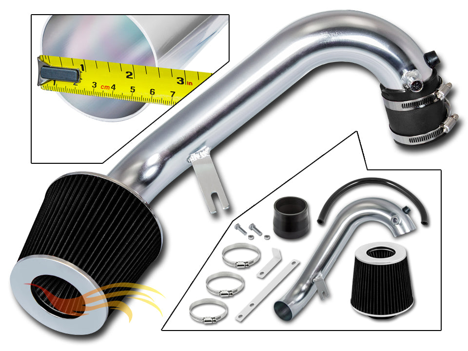 Parts included in the black SI-HD-05 short ram intake kit for 2001-2005 Honda Civic 1.7L – Rtunes Racing